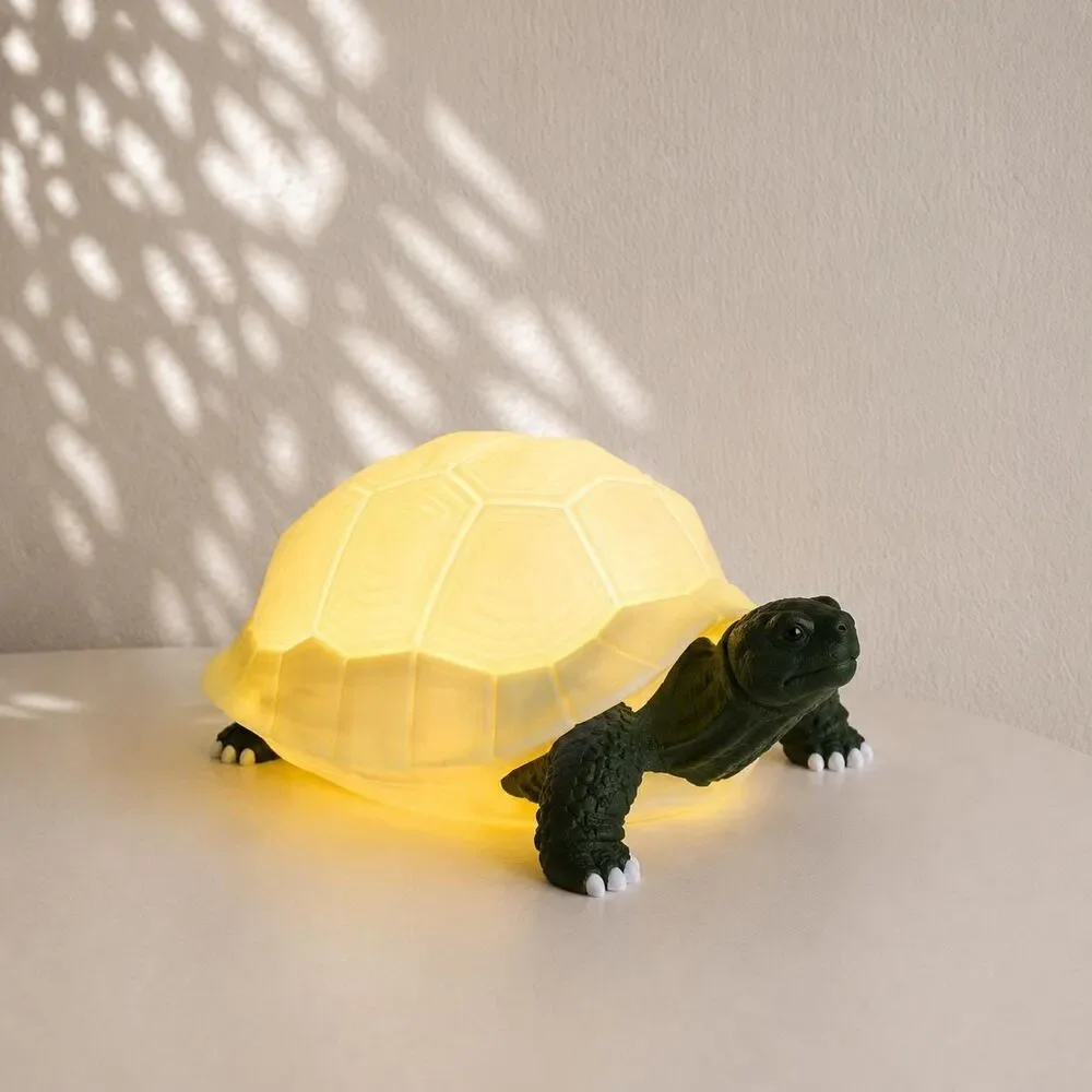 3D Printed Tortoise LED Lamp Warm Glowing Shell Night Light Reptile Accent Desk